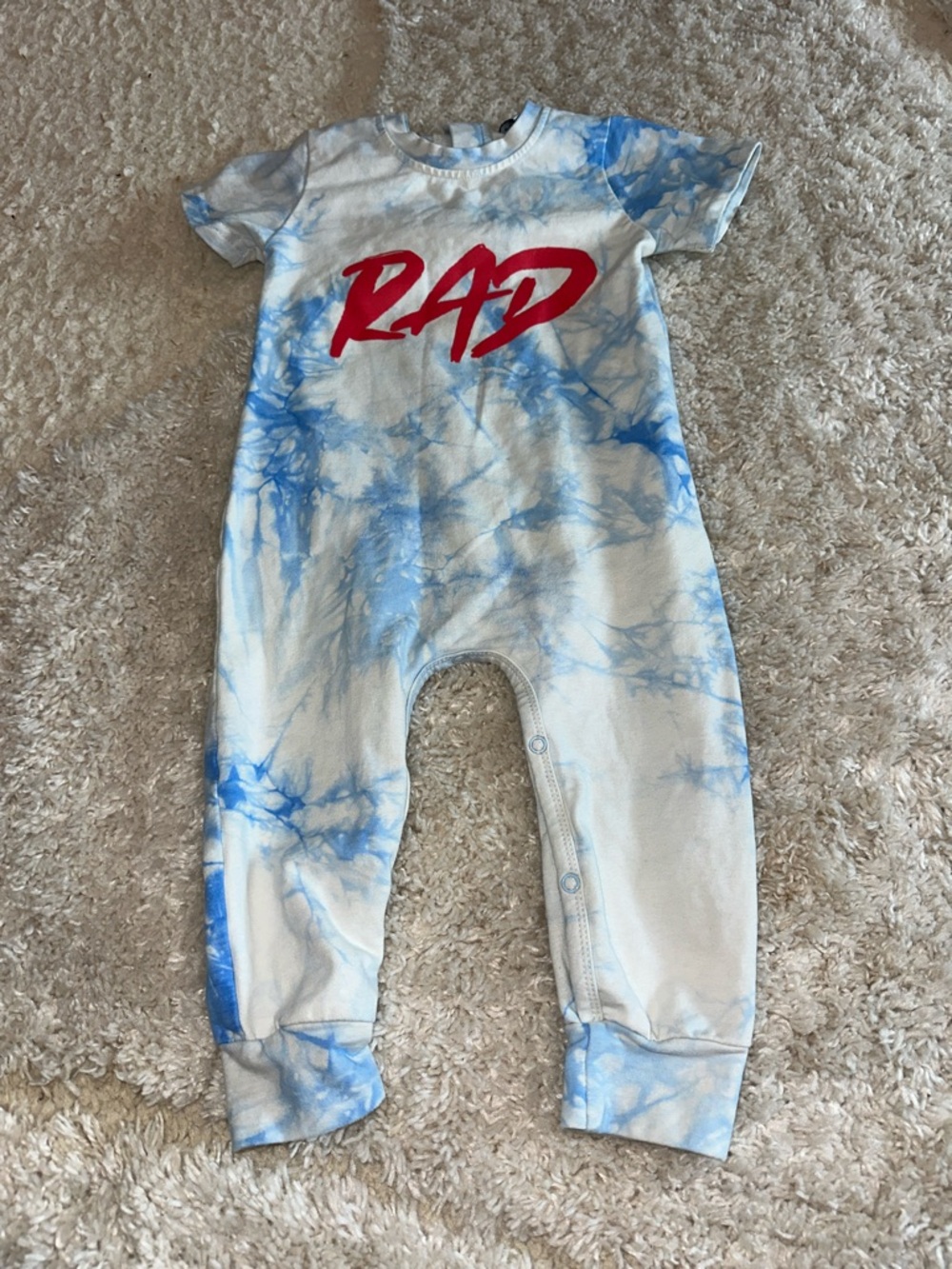 Baby Tie-Dye Blue "RAD" One-Piece Bodysuit